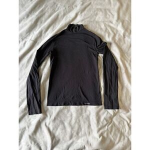 Bellissima Black Mock Neck Long Sleeve Top Minimalist Slim Fit Base Layer